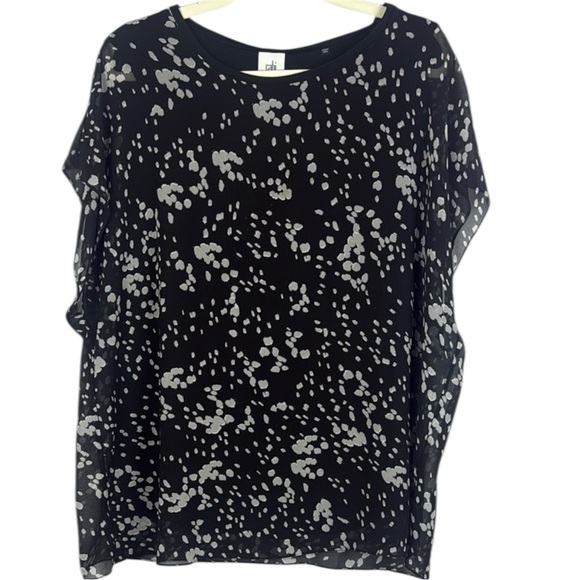 CAbi Cosmos Night Sky Black and Gray Short Sleeve Blouse Size XL - Picture 1 of 12
